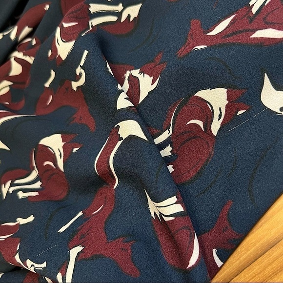 KATE SPADE Fox Print Smocked Long Sleeve Pippa Middleton Shift Shirt Dress 4‎ - Picture 14 of 14